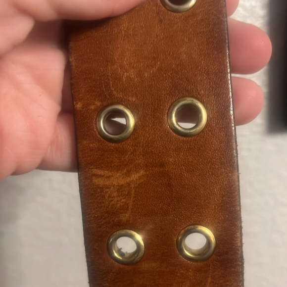 Antique Double Eyelet Buckboard Leather Belt - Picture 7 of 7